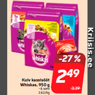 Allahindlus - Kuiv kassisööt Whiskas, 950 g