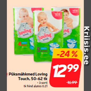 Allahindlus - Püksmähkmed Loving Touch, 50-62 tk