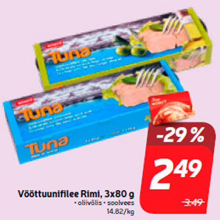 Allahindlus - Vööttuunifilee Rimi, 3x80 g • oliivõlis • soolvees