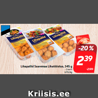 Allahindlus - Lihapallid Saaremaa Lihatööstus, 345 g