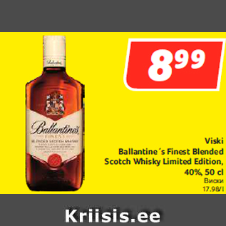 Allahindlus - Viski Ballantine´s Finest Blended Scotch Whisky Limited Edition