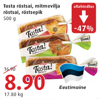 Allahindlus - Tosta röstsai mitmevilja röstsai röstsepik