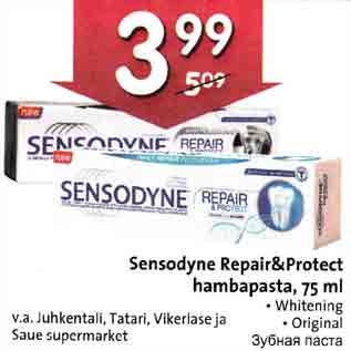 Allahindlus - Sensodyne Repair&Protect hambapasta,75 ml .Whitening .Original