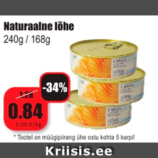 Allahindlus - Naturaalne lõhe 240g / 168g