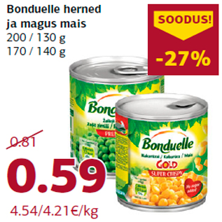 Скидка - Горох и сладкая кукуруза Bonduelle