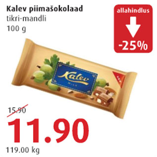 Allahindlus - Kalev piimašokolaad