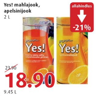 Allahindlus - Yes! mahlajook, apelsinijook