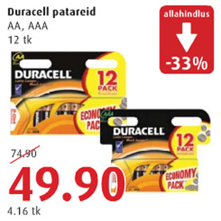 Allahindlus - Duracell patareid