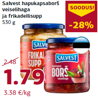 Скидка - Борщ с кислой капустой и говядиной, и суп с фрикадельками Salvest