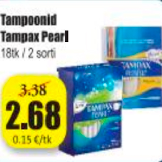 Allahindlus - Tampoonid Tampax Pearl