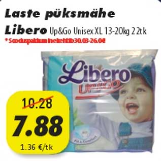 Allahindlus - Laste püksmähe Libero UP&Go Unisex XL 13-20kg 22tk