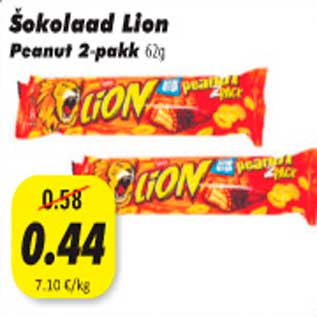 Allahindlus - Šokolaad Lion Peanut 2-pakk 62g