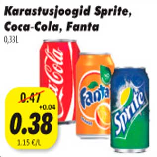 Allahindlus - Karastusjoogid Sprite, Coca-Cola, Fanta 0,33l