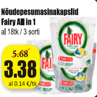 Allahindlus - Nõudepesumasinakapslid Fairy All in 1