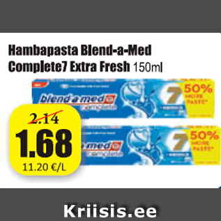 Allahindlus - Hambapasta Blend-a-Med Complete7 Extra Fresh 150 ml