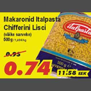 Allahindlus - Makaronid Italpasta Chifferini Lisci