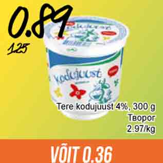 Allahindlus - Tere kodujuust 4%, 300 g