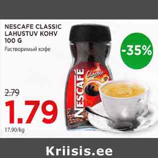 Allahindlus - NESKAFE CLASSIC LAHUSTUV KOHV 100 G