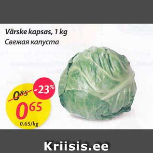 Allahindlus - Värske kapsas, 1 kg