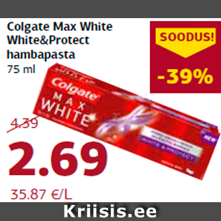 Allahindlus - Colgate Max White White&Protect hambapasta 75 ml