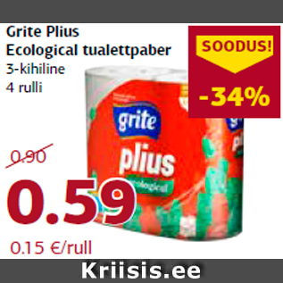 Allahindlus - Grite Plius Ecological tualettpaber