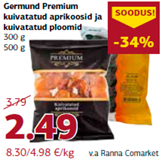 Allahindlus - Germund Premium kuivatatud aprikoosid ja kuivatatud ploomid 300 g 500 g