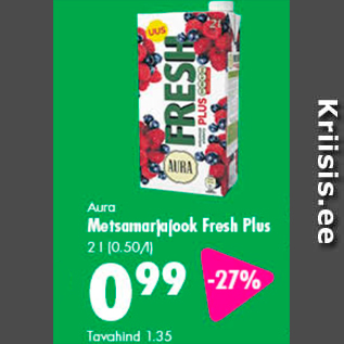 Allahindlus - Aura Metsamarjajook Fresh Plus, 2 l