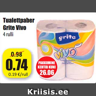 Allahindlus - Tualettpaber Grite Vivo