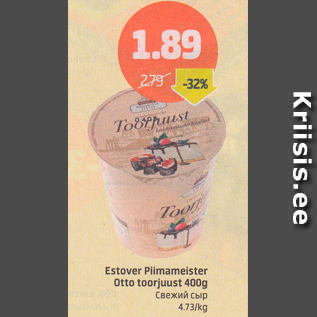 Allahindlus - Estover Piimameister Otto toorjuust, 400 g