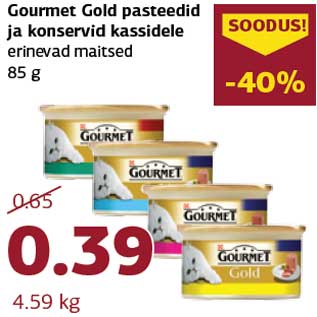 Allahindlus - Gourmet Gold pasteedid ja konservid kassidele