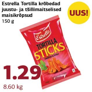 Скидка - Estrella Tortilla krõbedad juustu- ja tšillimaitselised maisikrõpsud