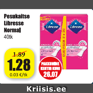 Скидка - Прокладки Libresse Normal 40 шт.