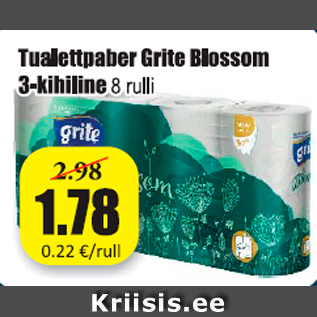 Allahindlus - Tualettpaber Grite Blossom 3-kihiline