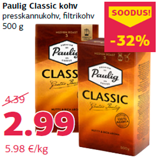 Allahindlus - Paulig Classic kohv