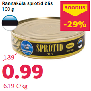 Allahindlus - Rannaküla sprotid õlis 160 g