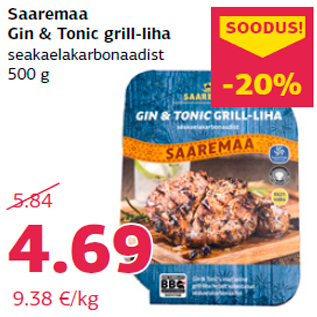Allahindlus - Saaremaa Gin & Tonic grill-liha