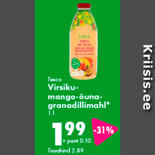 Скидка - Персик-манго-яблоко-гранадилла сок Tesco 1 л *