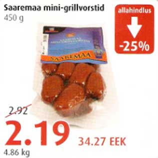 Allahindlus - Saaremaa mini-grillvorstid