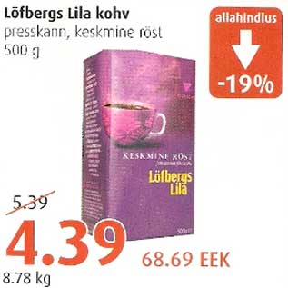 Allahindlus - Löfbergs Lila kohv