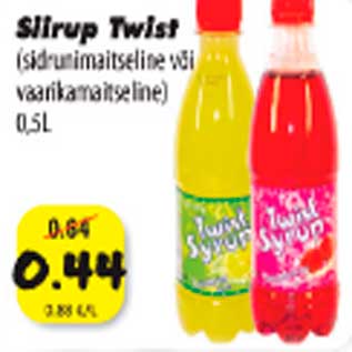 Allahindlus - Siirup Twist (sidrunimaitseline või vaarikamaitseline) 0,5L