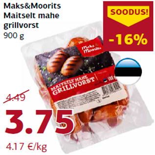 Allahindlus - Maks&Moorits Maitselt mahe grillvorst 900 g