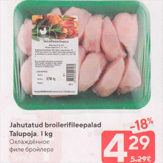 Allahindlus - Jahutatud broilerifileepalad Talupoja, 1 kg