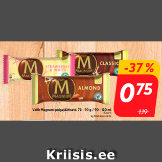 Allahindlus - Valik Magnumi pulgajäätiseid, 72 - 90 g / 90 - 120 ml