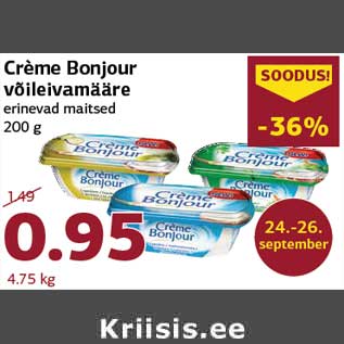 Allahindlus - Crème Bonjour võileivamääre