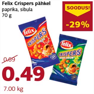 Allahindlus - Felix Crispers pähkel paprika, sibula 70 g