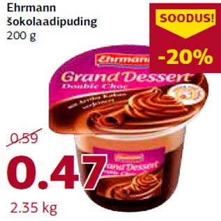 Allahindlus - Ehrmann šokolaadipuding 200 g