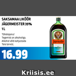 Allahindlus - SAKSAMAA LIKÖÖR JÄGERMEISTER