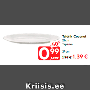 Allahindlus - Taldrik Coconut 21 cm