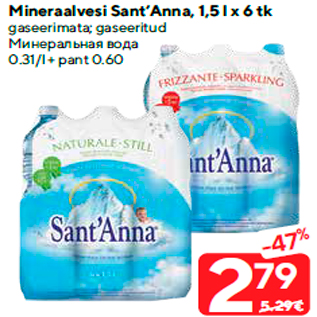 Allahindlus - Mineraalvesi Sant’Anna, 1,5 l x 6 tk