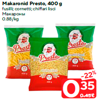 Allahindlus - Makaronid Presto, 400 g